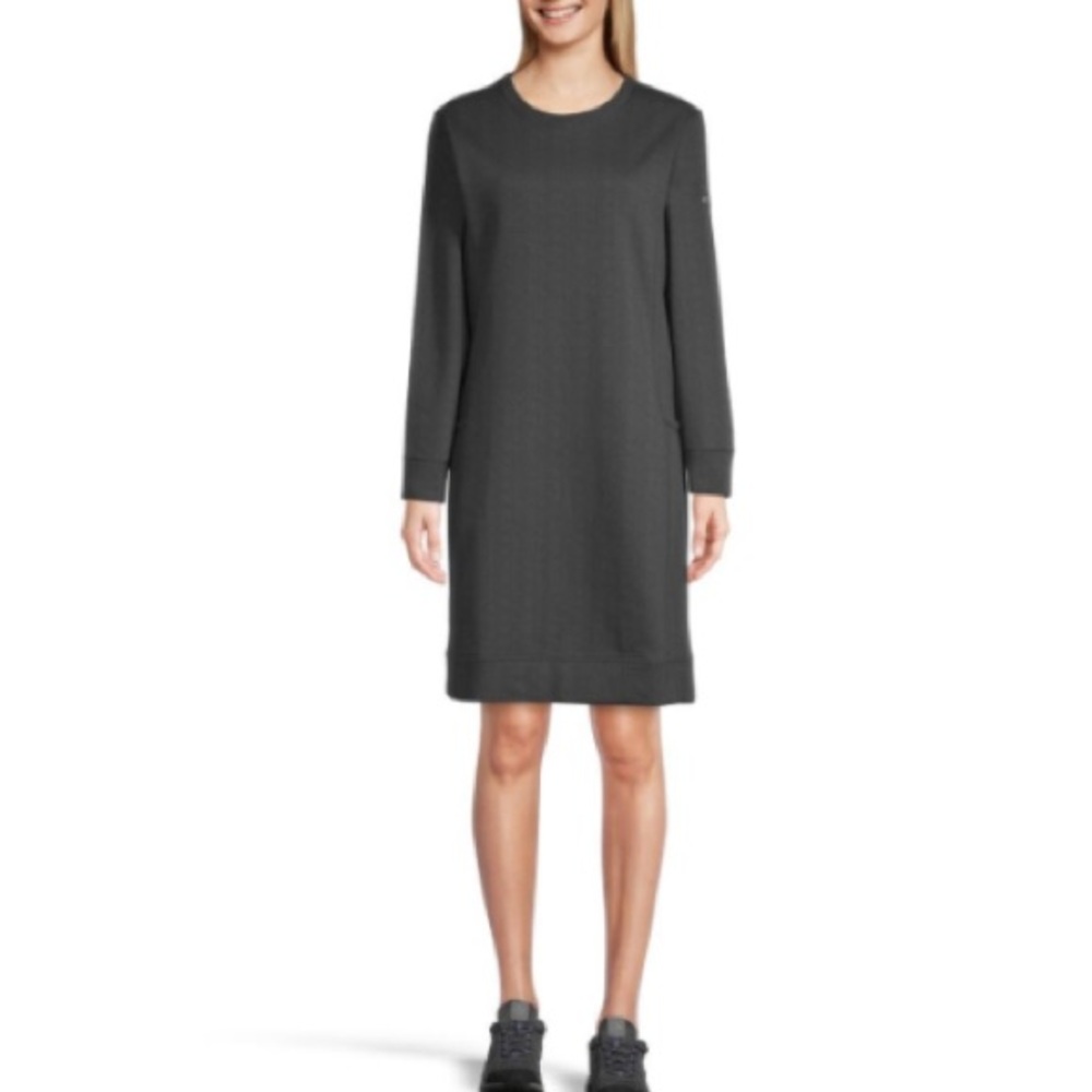 COLUMBIA Herringbone Lodge Shift Dress Fleece Lined Comfy Stretch Women’s L
